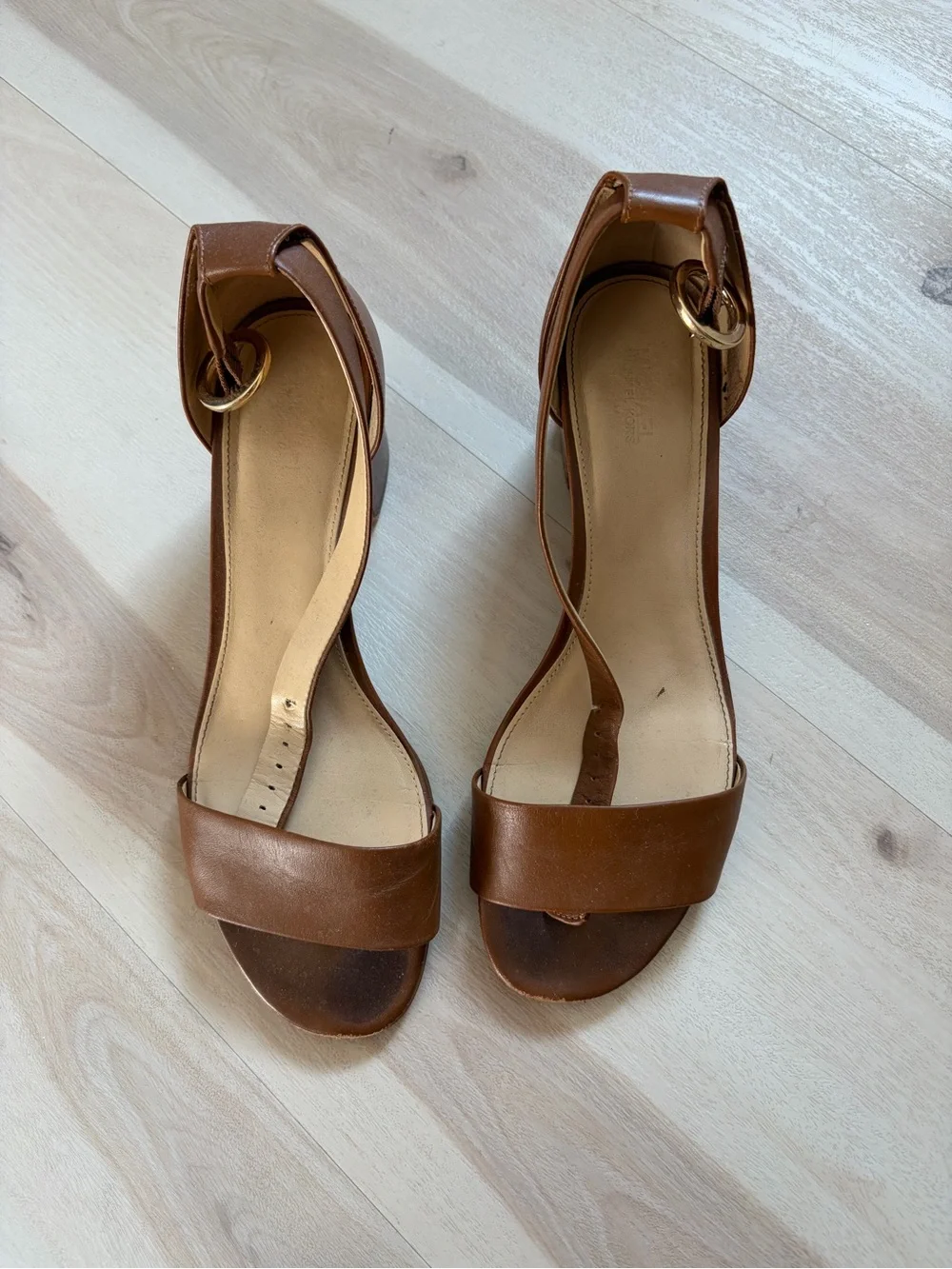 Michael Kors - Women’s Brown Ankle-Strap Leather Sandals - 8.5